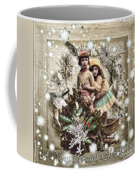 Vintage Christmas Coffee Mug featuring the mixed media Vintage Christmas by Mo T