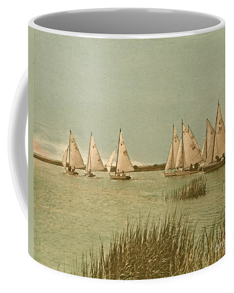 Comet Class Sailboat Coffee Mug featuring the photograph Vintage Comet Race by Nancy Patterson