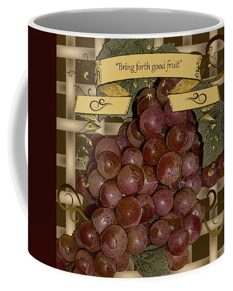 Grapes Coffee Mug featuring the digital art Vintage Fruit of the Vine by TnBackroadsPhotos 