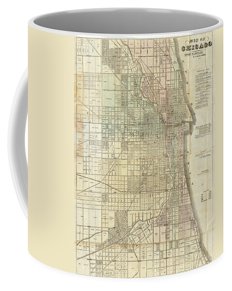 Vintage Coffee Mug featuring the photograph Vintage Map of Chicago - 1857 by Georgia Clare