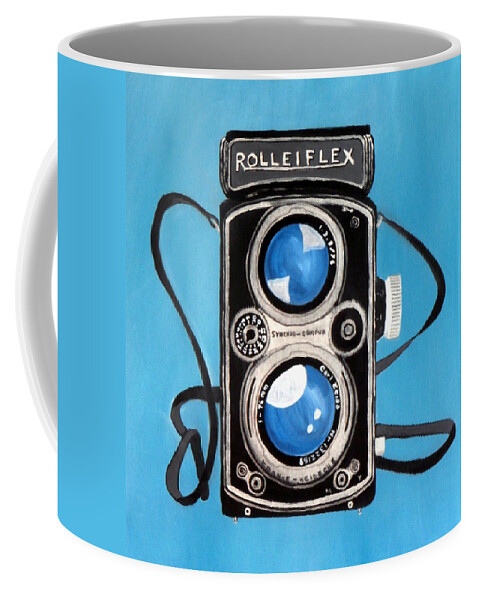 Camera Coffee Mug featuring the painting Vintage View Camera by Karyn Robinson