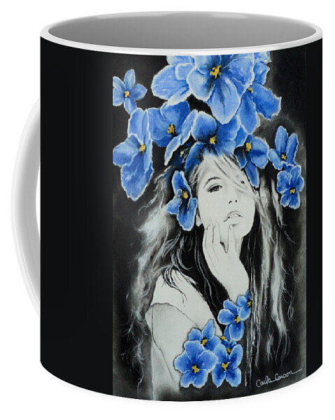 Violets Coffee Mug featuring the drawing Violet by Carla Carson
