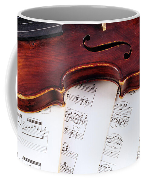 Cello Coffee Mug featuring the photograph Violiin with Sheet Music by Chevy Fleet