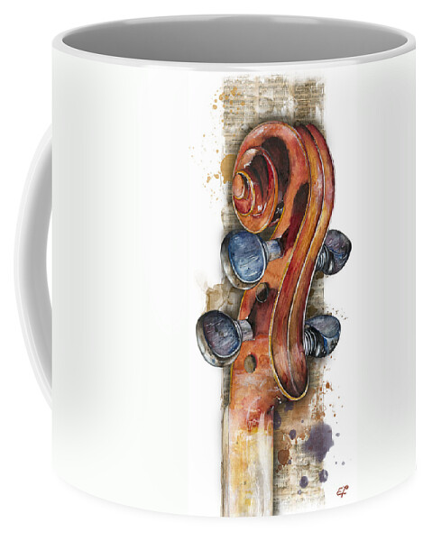 Aquarell Coffee Mug featuring the painting Violin 02 Elena Yakubovich by Elena Daniel Yakubovich