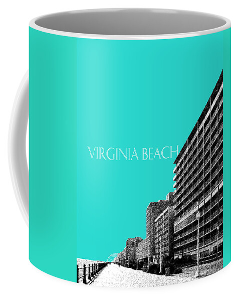 Architecture Coffee Mug featuring the digital art Virginia Beach Skyline Boardwalk - Aqua by DB Artist