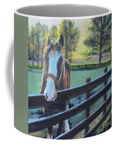 Virginia Coffee Mug featuring the painting Virginia Horse Farm Morning by Donna Tuten