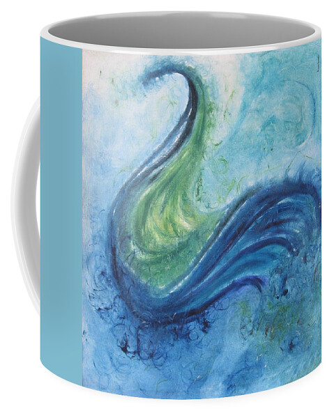 Peacock Coffee Mug featuring the painting Peacock Vision in the Mist by Diane Pape