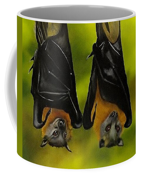 Fruit Bat Coffee Mug featuring the painting Vlad and Betty by Carol Avants