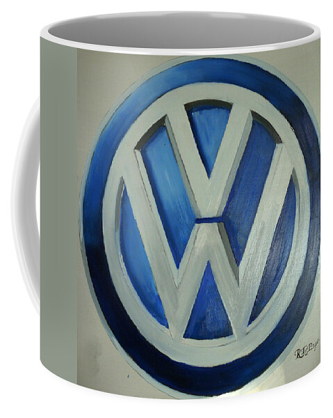 Vw Coffee Mug featuring the painting VW Logo Blue by Richard Le Page