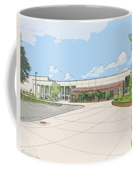 Landscape Coffee Mug featuring the digital art Wade Hampton High School by Greg Joens