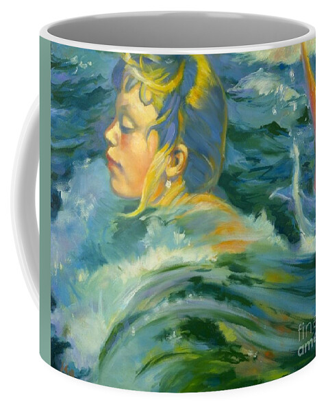 Mermaid Coffee Mug featuring the painting Wailua Wave by Isa Maria