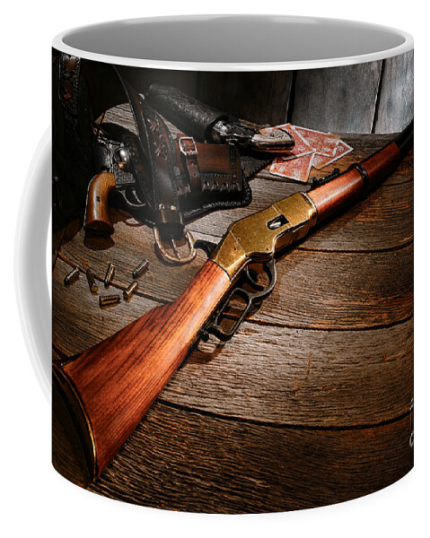 Western Coffee Mug featuring the photograph Waiting for the Gunfight by Olivier Le Queinec