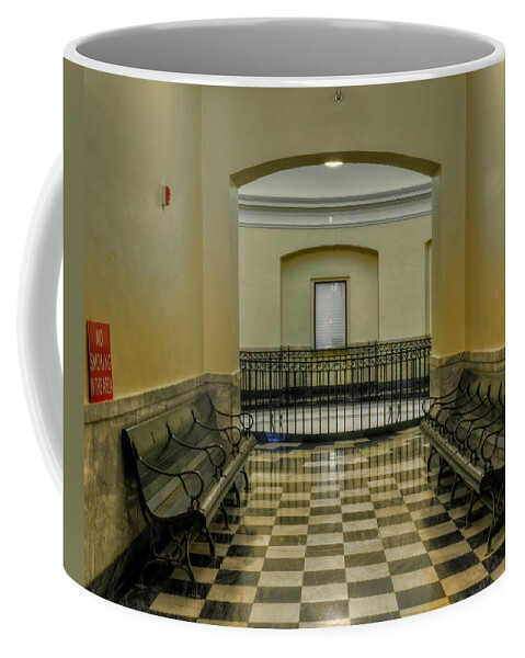 Cherokee County Courthouse Rotunda Coffee Mug featuring the photograph Waiting on Justice by Greg and Chrystal Mimbs
