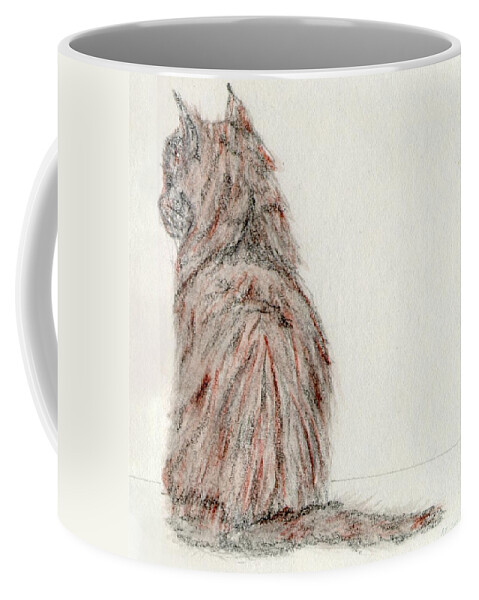 Cat Coffee Mug featuring the painting Waiting by Stephanie Grant