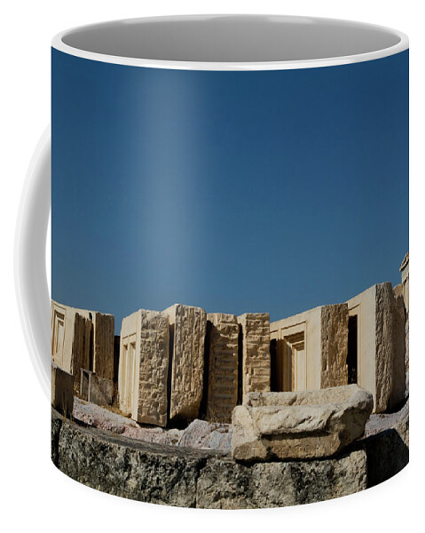 Acropolis Coffee Mug featuring the photograph Waiting Tablets at Acropolis by Lorraine Devon Wilke