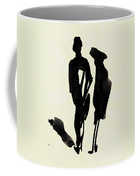 Illustration Coffee Mug featuring the drawing Walk by Karina Plachetka