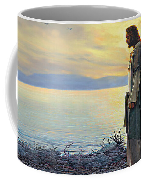 Jesus Coffee Mug featuring the painting Walk With Me by Greg Olsen