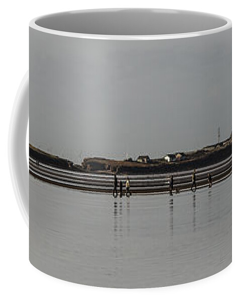 Hilbre Island Coffee Mug featuring the photograph Walking the Wall by Spikey Mouse Photography
