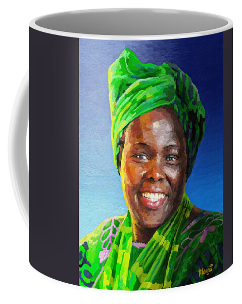 Trees Coffee Mug featuring the painting Wangari Maathai by Anthony Mwangi