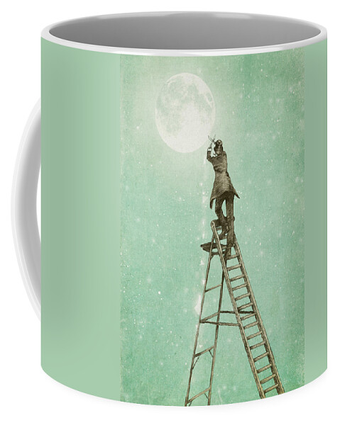 Moon Coffee Mug featuring the digital art Waning Moon by Eric Fan