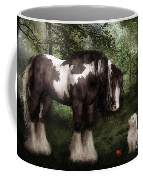 Gypsy Vanner Horse Coffee Mug featuring the digital art Want to Play by Shanina Conway
