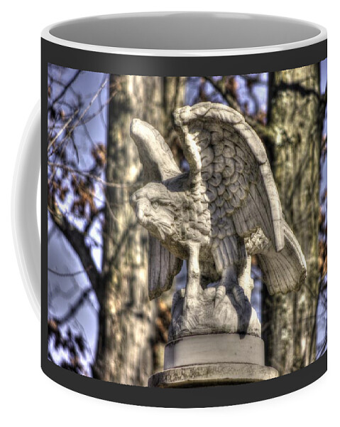 Civil War Coffee Mug featuring the photograph War Eagles - Vermont Company F 1st U. S. Sharpshooters-A1 Pitzer Woods Gettysburg by Michael Mazaika