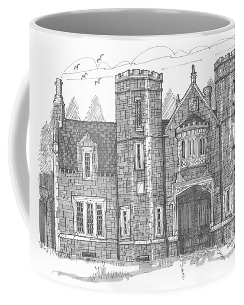 Bard College Coffee Mug featuring the drawing Ward Manor Bard College by Richard Wambach