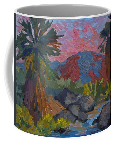Palm Trees Coffee Mug featuring the painting Warm Summer Afternon at Indian Canyon by Diane McClary