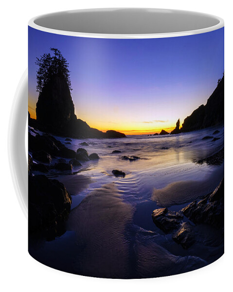 Washington Coast Coffee Mug featuring the photograph Washington Coast Warm Dusk Reflections by Mike Reid
