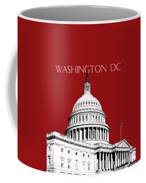 Architecture Coffee Mug featuring the digital art Washington DC Skyline The Capital Building - Dk Red by DB Artist