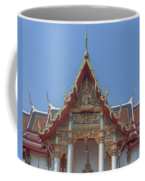Temple Coffee Mug featuring the photograph Wat Dokmai Phra Ubosot Gable DTHB1774 by Gerry Gantt