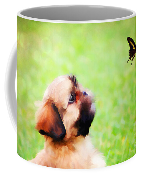 Adorable Coffee Mug featuring the photograph Watching Butterflies by Darren Fisher