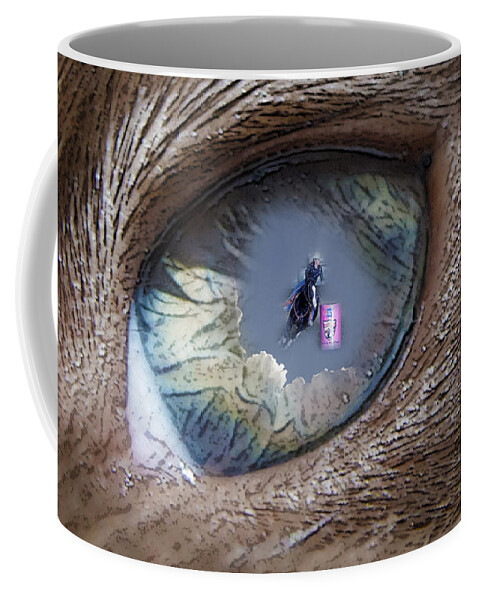  Animals Paintings Photographs Photographs Coffee Mug featuring the photograph Watching mom race. by Mayhem Mediums