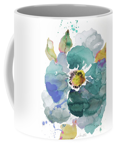 Watercolor Coffee Mug featuring the painting Watercolor Modern Blue Poppy by Lanie Loreth