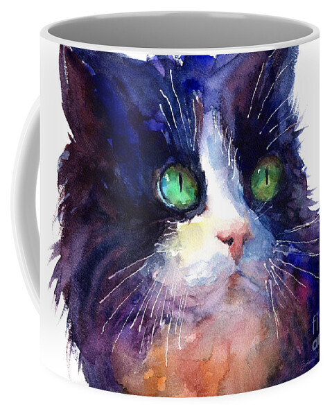 Cat Coffee Mug featuring the painting Watercolor Tuxedo tubby Cat by Svetlana Novikova