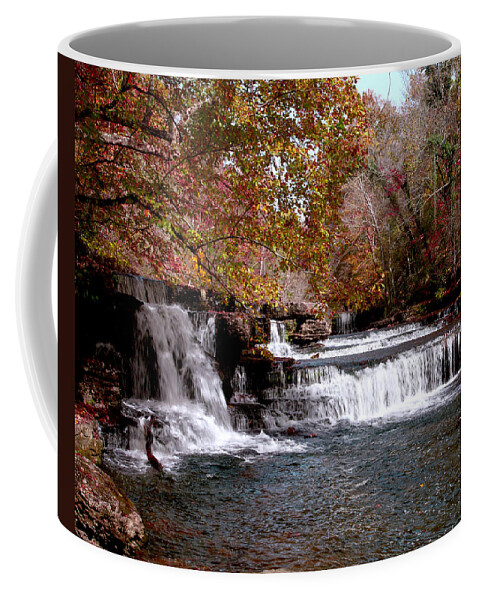 Waterfall Coffee Mug featuring the photograph Waterfalls Photography in Autumn on the Duck River Tennessee Fine Art Prints For The Holidays by Jerry Cowart