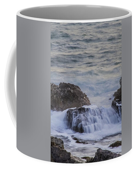Waves Breaking On Rocks Coffee Mug featuring the photograph Waves breaking off Marginal Way by Nautical Chartworks