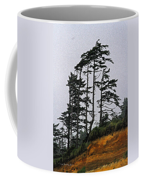 Weathered Fir Tree Above The Ocean Coffee Mug featuring the photograph Weathered Fir Tree Above The Ocean by Tom Janca
