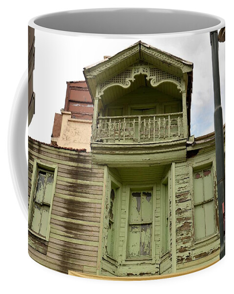 House Coffee Mug featuring the photograph Weathered old green wooden house by Imran Ahmed