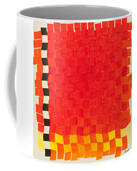 Geometric Coffee Mug featuring the painting Weave #2 Sunset Weave by Thomas Gronowski