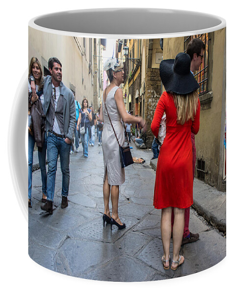 Street Life Coffee Mug featuring the photograph Wedding or Shopping by Weir Here And There