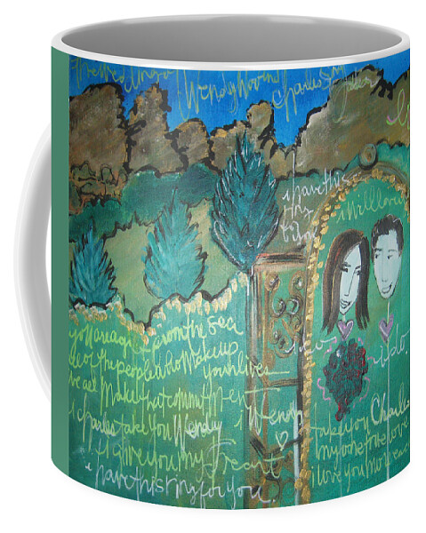 Weddings Coffee Mug featuring the painting Wendy and Charles Wed by Laurie Maves ART