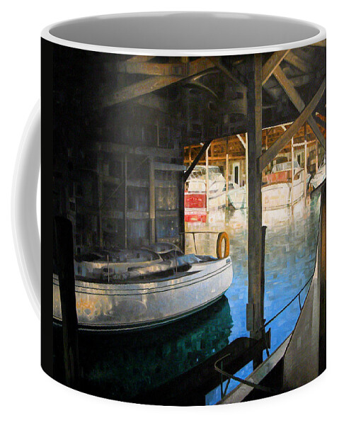 Ships Coffee Mug featuring the painting Where Boats and Barnacles Dwell by T S Carson