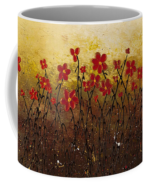 Abstract Art Coffee Mug featuring the painting Where Happiness Grows by Carmen Guedez