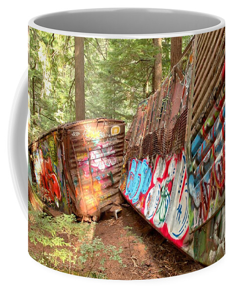Canadian Train Wreck Coffee Mug featuring the photograph Whistler Train Wreck Box Cars by Adam Jewell