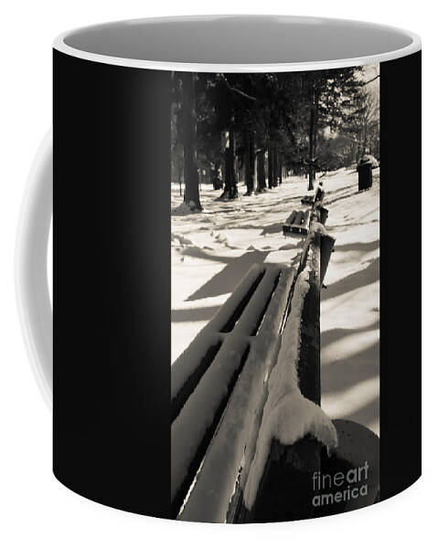 Bench Coffee Mug featuring the photograph White Bench by Andrea Anderegg
