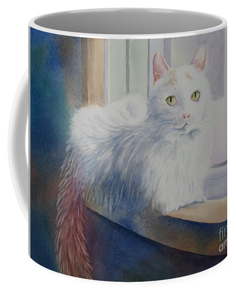 Cat Coffee Mug featuring the painting White Cat by Deborah Ronglien