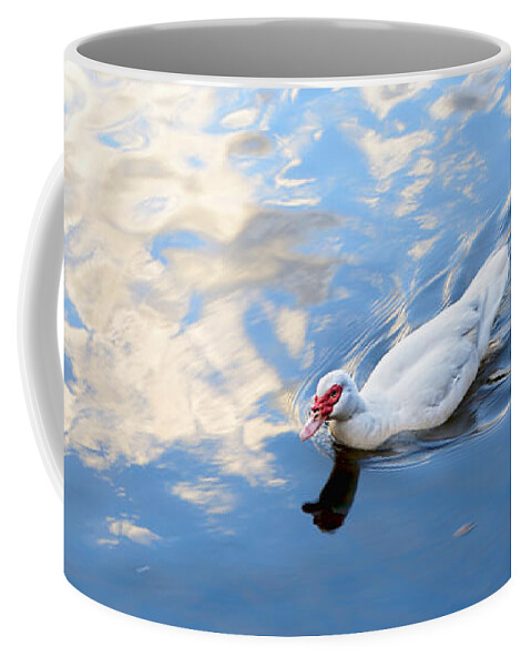 Photography Coffee Mug featuring the photograph White Duck on White Clouds by Kaye Menner