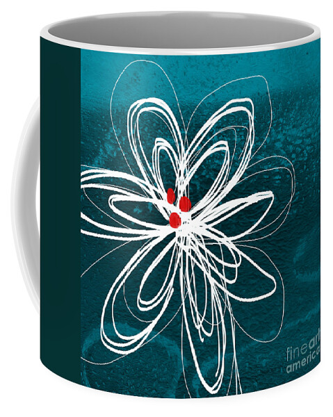 Abstract Coffee Mug featuring the painting White Flower by Linda Woods