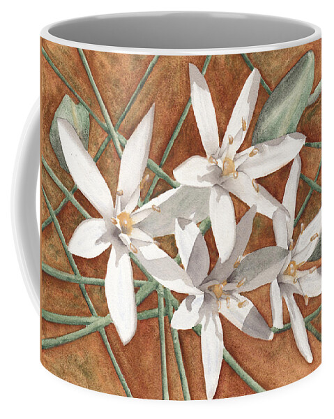 White Coffee Mug featuring the painting White Flowers by Ken Powers